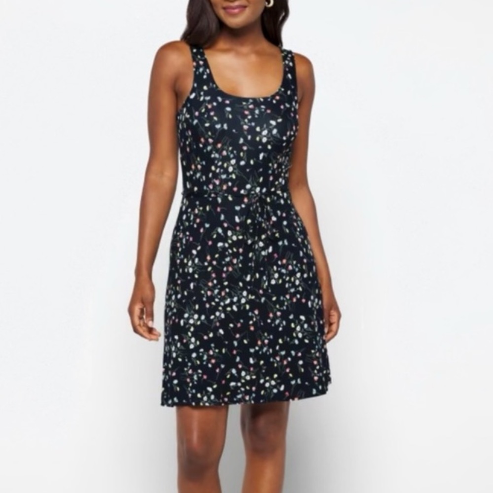 Clearance 41 Hawthorn Lexi Soft Square Neck Dress Floral Navy Blue